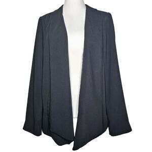 Eileen Fisher Open Front Shawl Collar Blazer Jacket Size XL Black Women's